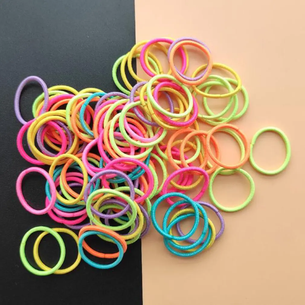 

Small Rubber Band Disposable Hair Bands Cute Girls Elastic Rubber Band Children's Hair Tied Solid Color Strong Hair Ring Durable