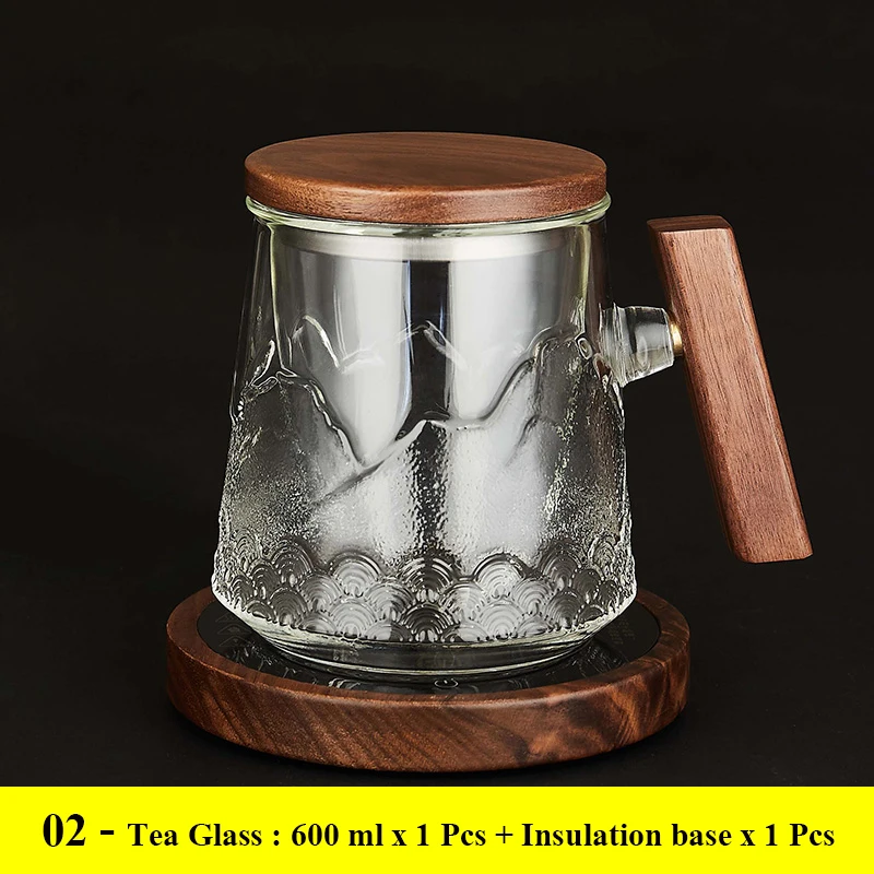 

Office teaware glass tea cup with Tea Infuser Filter and wooden handle 210402-04