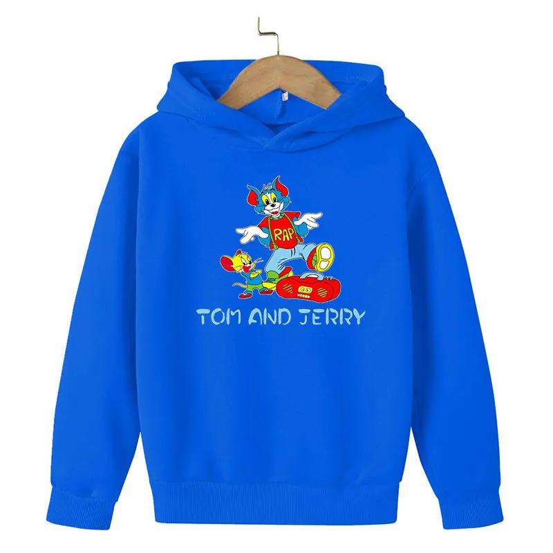2021 The New Kids Tom Cat Hoodies Children Autumn Winter Sweatshirts Cartoon Girls Long Sleeve Pullover Jerry Boys Streetwear | Детская
