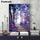 Алмазная живопись, природный пейзаж, фиолетовые цветы, деревья, вышивка крестиком, алмазная картина, вышивка кристаллами из бисера FF4371