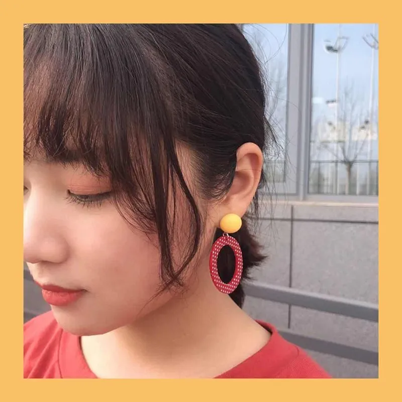 Korean Statement Acrylic Earrings Geometric Round Drop For Women 2019 Fashion Jewelry Oorbellen Brincos Aretes De Mujer |