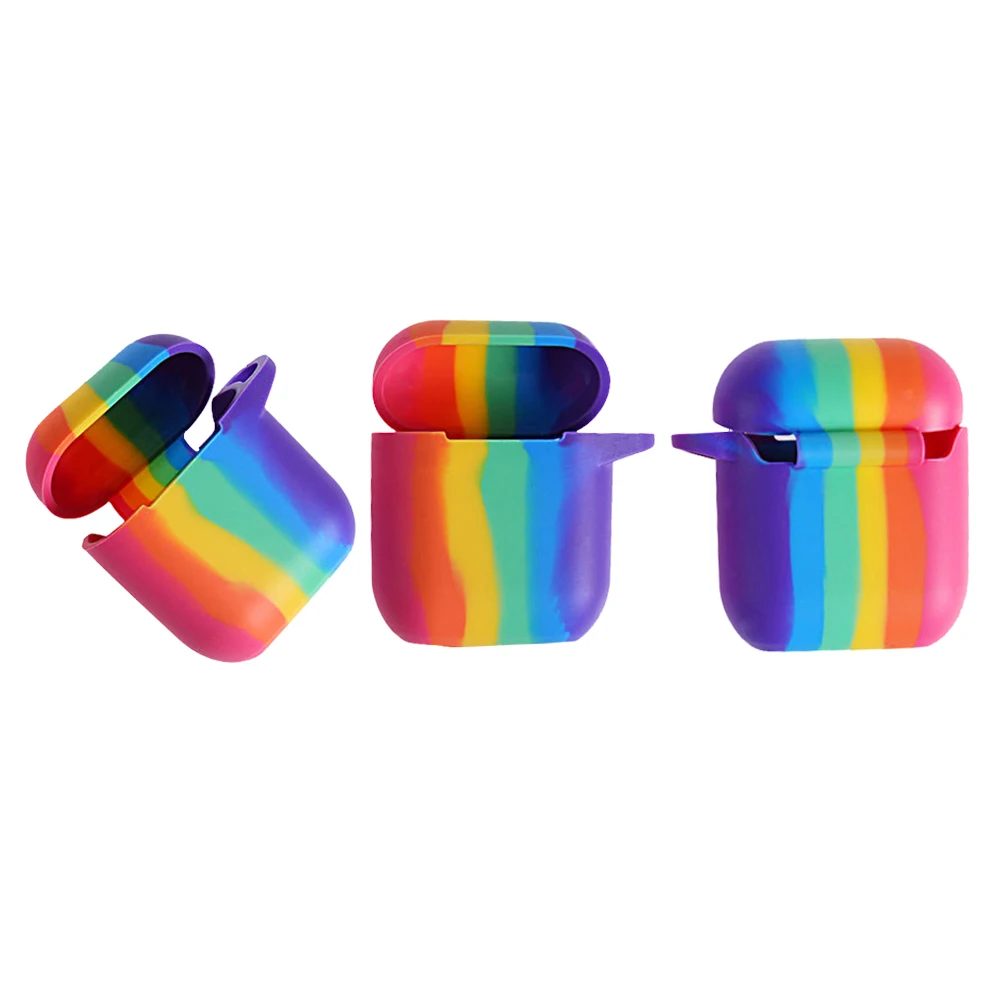 

For Apple AirPods 1/2 Protector Shockproof Soft Silicone Rainbow Case Protective Cover Skin