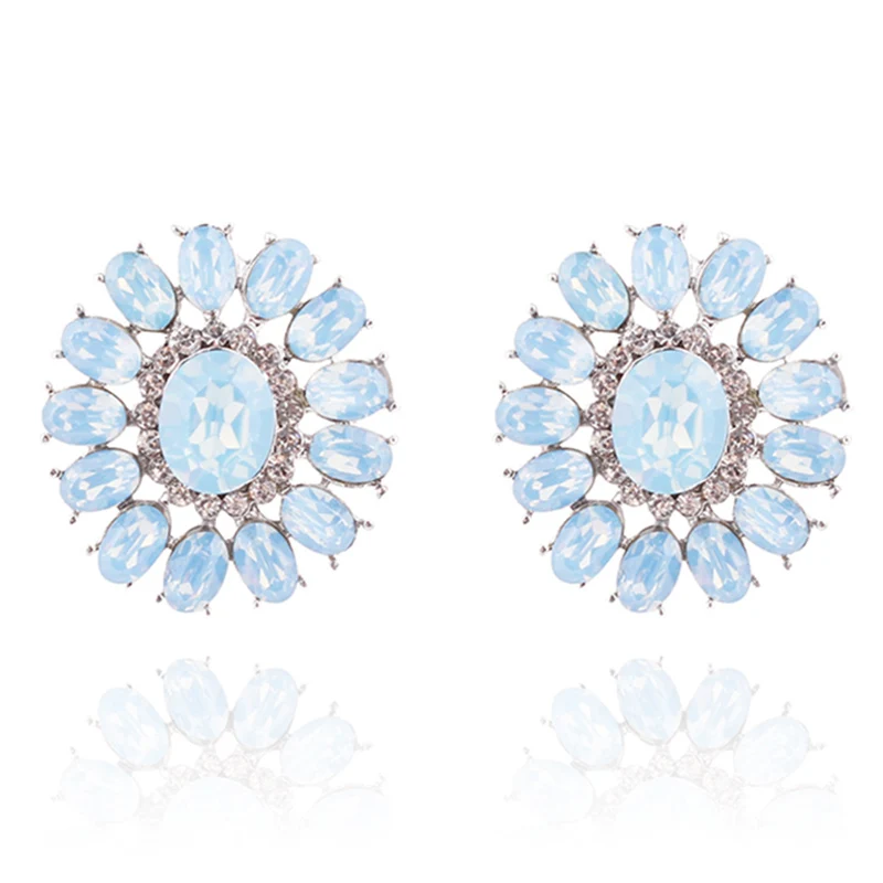 opal light blue LUBOV, Кристальные стразы, серьги-гвоздики для женщин, ювелирные изделия для рождественской вечеринки, трендовые Свадебные ювелирные изделия, 4 цвета, новинка - Окраска металла: opal light blue