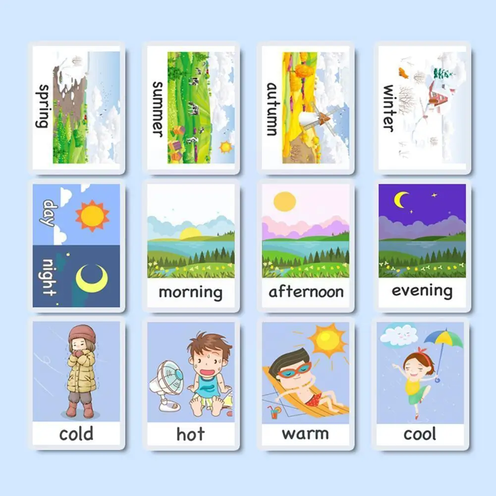 

Головоломка карта раннего обучения четыре сезона английский язык Обучение словам флэш-карта Монтессори память игра Образовательные Подар...