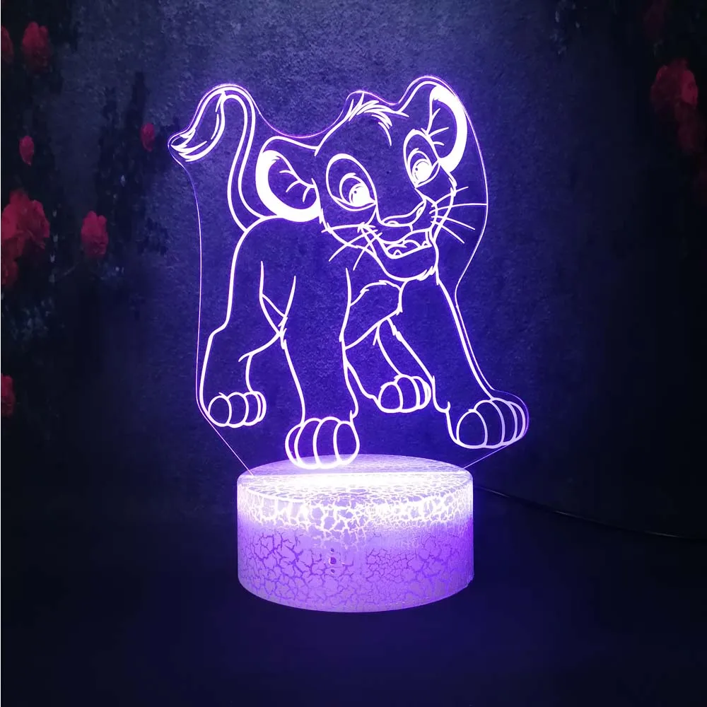 Аниме мультфильм животное маленький лев Король Симба форма светодиодный ночник