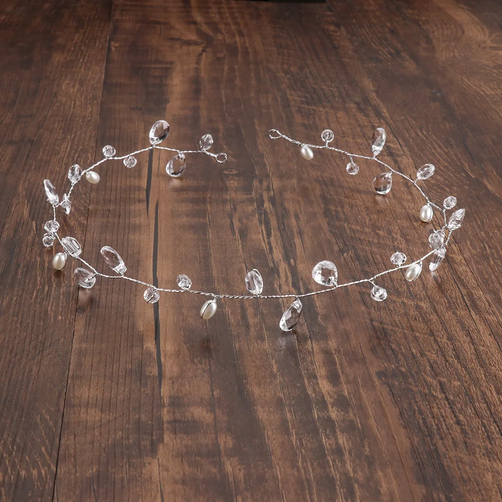 1 шт. новинка блестящая кристальная повязка на голову с жемчугом и стразами