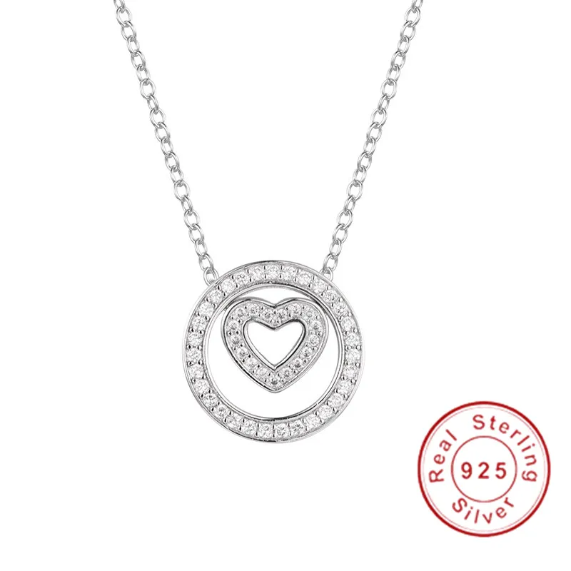 Модные круглые подвески в форме сердца с искусственным бриллиантом и цепочкой из