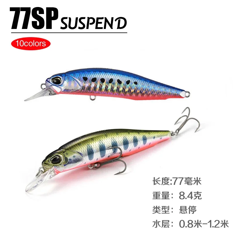 

1 Pcs Fishing Lure Minnow 77mm 8.4g Suspending Wobbler Fishing with 10 Colors 3D Eyes Bass Pike Tackle Accessories 9077