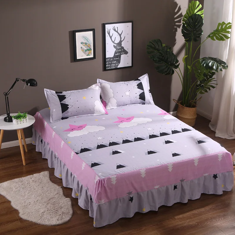 1 шт. юбка для кровати + 2 наволочка постельное белье мягкое шлифованное покрывало