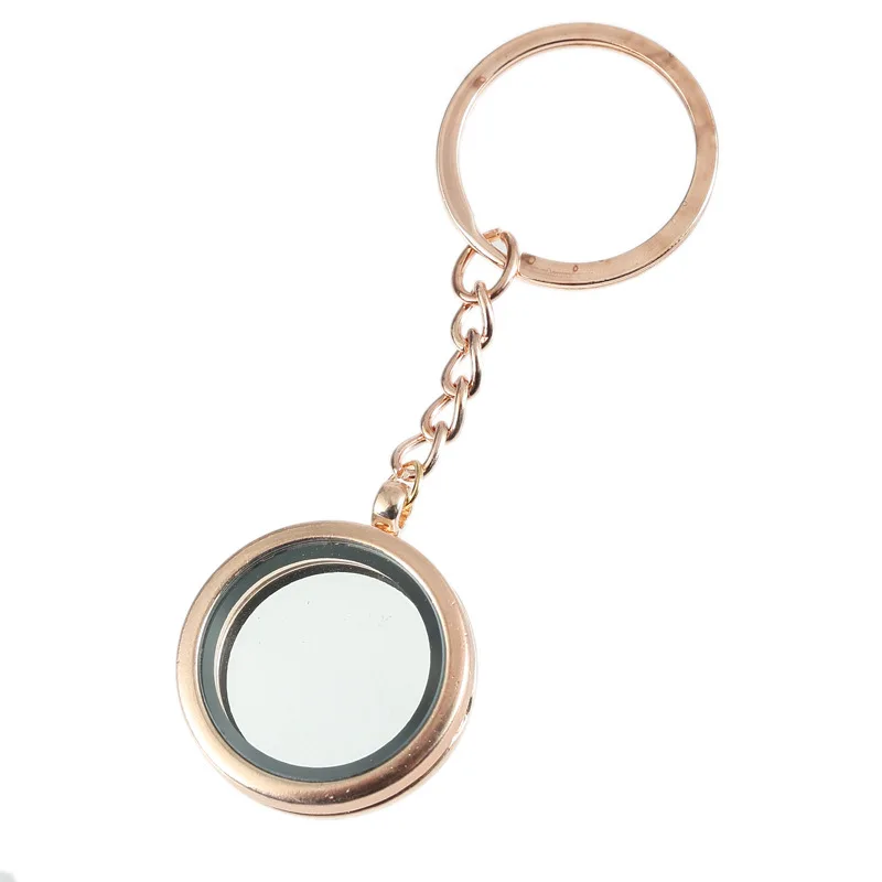 

New Fashion Metal Key Chain Can Put Photo Glass Round Key Ring Holiday Gift Key Chains Student Lovers Key Wholesale