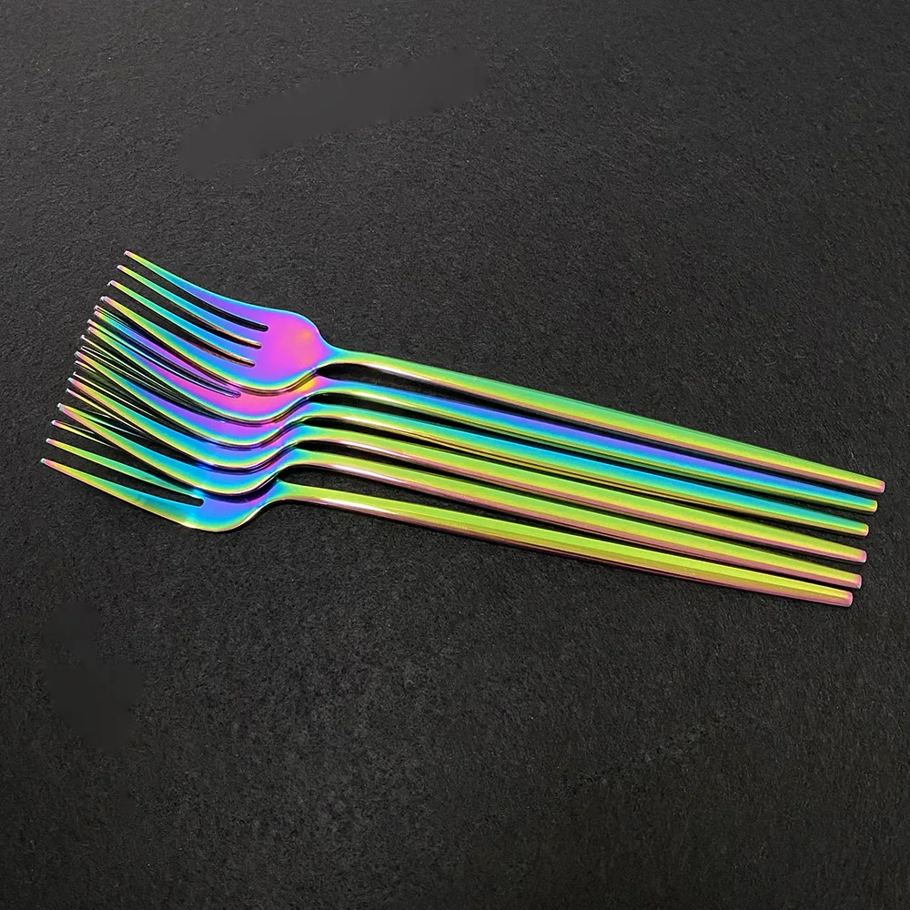24 шт Радуга столовые приборы Нержавеющая сталь столовая посуда набор посуды