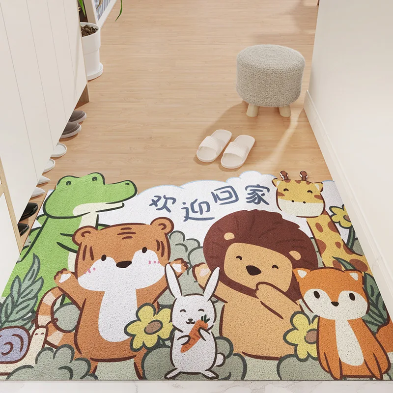 

Carton animal household floor mats, silk ring in-foot mats, household floor mats, wear-resistant, tailorable hall porch carpets