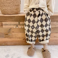 2021 childrens clothing autumn new korean girls loose geometry washed cotton casual harem pants