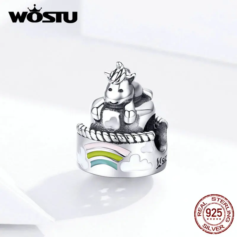 Подвеска в виде единорога из серебра 925 пробы для браслета|Бусины| |