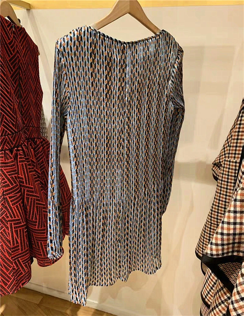 

2020 woman striped round neck beach party dress long sleeve mini geometric striped casual holiday dress vestido de mujer