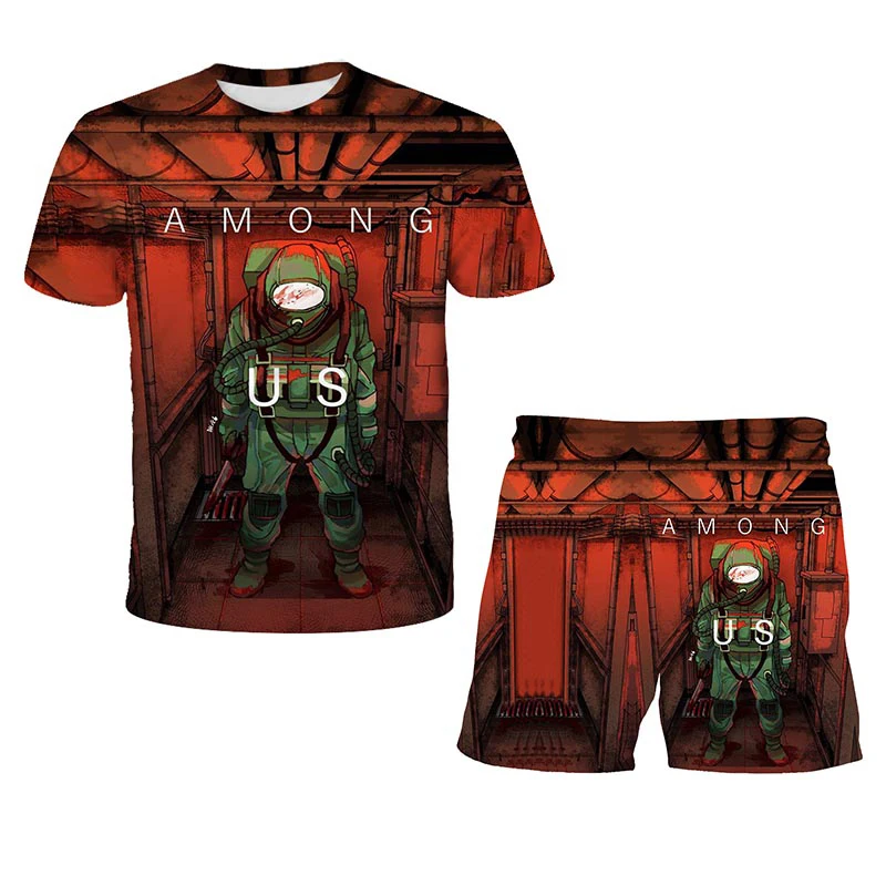 

3D Summer Printed T Shirts Game Among Us Casual Boys Girls T-Shirt +Shorts 2Pcs Sets Sports Suit Kids Shorts Sets Baby Clothes