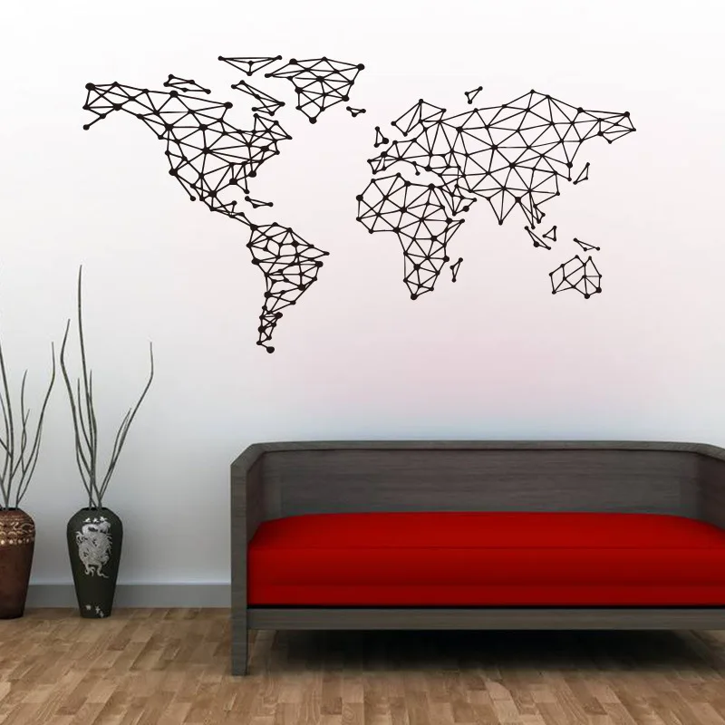 

Новая Геометрическая карта, декоративные наклейки для гостиной и спальни, аксессуары для украшения дома на заказ для гостиной