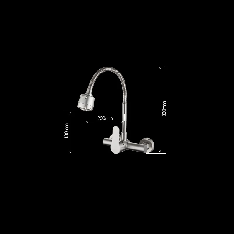 Настенный кухонный кран Pull Down Stream опрыскиватель Bubbler из нержавеющей стали кран для раковины гибкий шланг с двойными отверстиями Смеситель для холодной и горячей воды