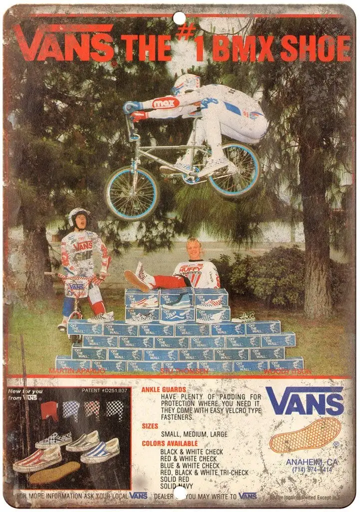 

Adkult Vans Shoes BMX, BMX Racing Rare ad 12" x 9" Retro Metal Sign B29