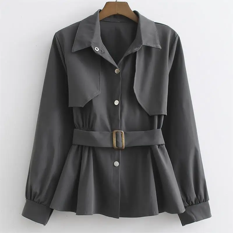 

MESTTRAF Women 2021 Fashion With Belt Single-Breasted Trench Coats Vintage Long Sleeve Lapel Outerwear Streetwear