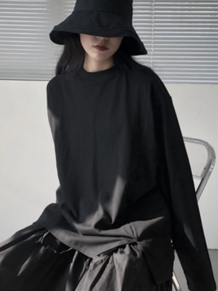 

Small Half-turtleneck Split Design T-shirt Spring and Autumn Mix-and-match Undershirt Woman Long-sleeved White Jacket Women