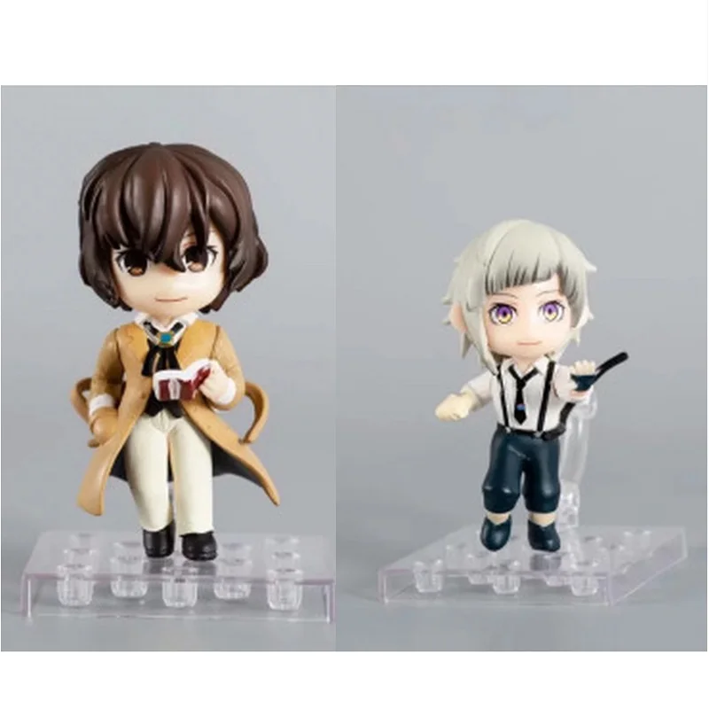 

9cm 2pcs/Set Anime Q Version Stray Dogs Dazai Osamu Nakahara Chuya Atsushi Nakajima PVC Action Figure Collectible Model Toys NEW