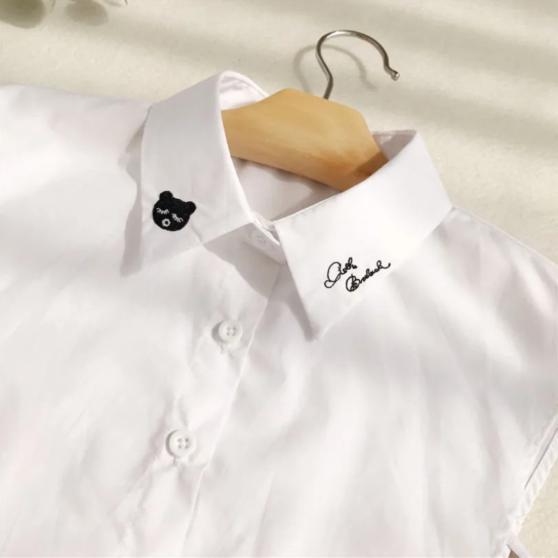 

Women Fashion Front Tie White Fake Collar Stand Beads Detachable Collar Fake Women Vintage Ladies False Blouse Collar Half Shirt