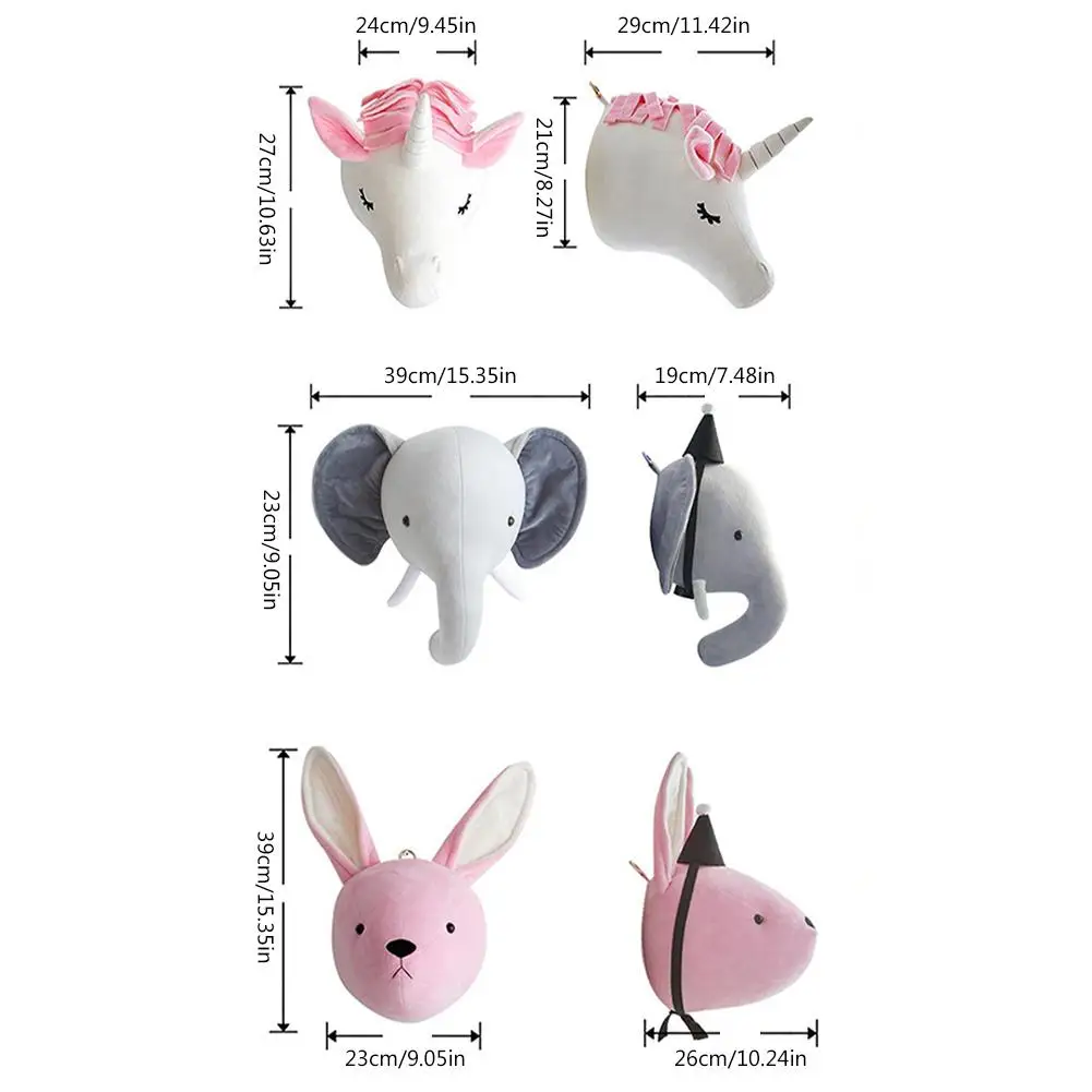 Слон лошадь кролик голова животного настенные подвесные мягкие животные