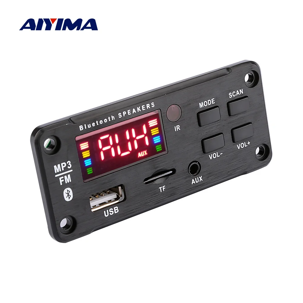 Автомобильный аудио mp3 плеер AIYIMA декодер плата с цветным дисплеем AUX USB TF FM Bluetooth 5 0