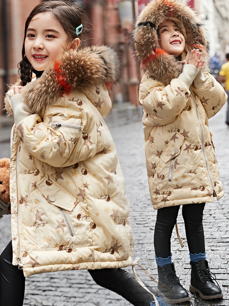 

Детский пуховик на мальчика и девочку, теплая парка для русской зимы до-30 градусов, Длинная Верхняя одежда для девочек-подростков