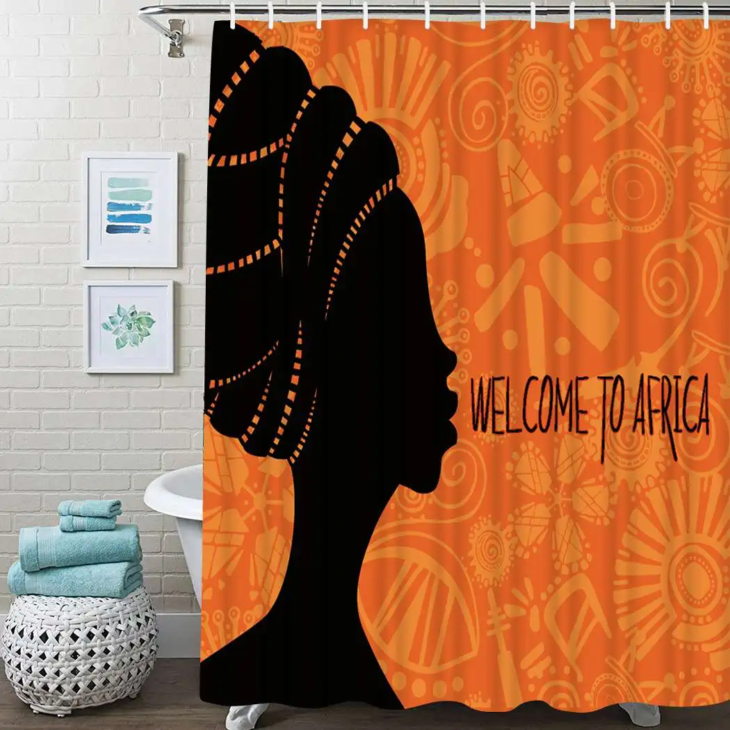 Занавеска для душа Африканской женщины Red Fire занавеска в этническом стиле