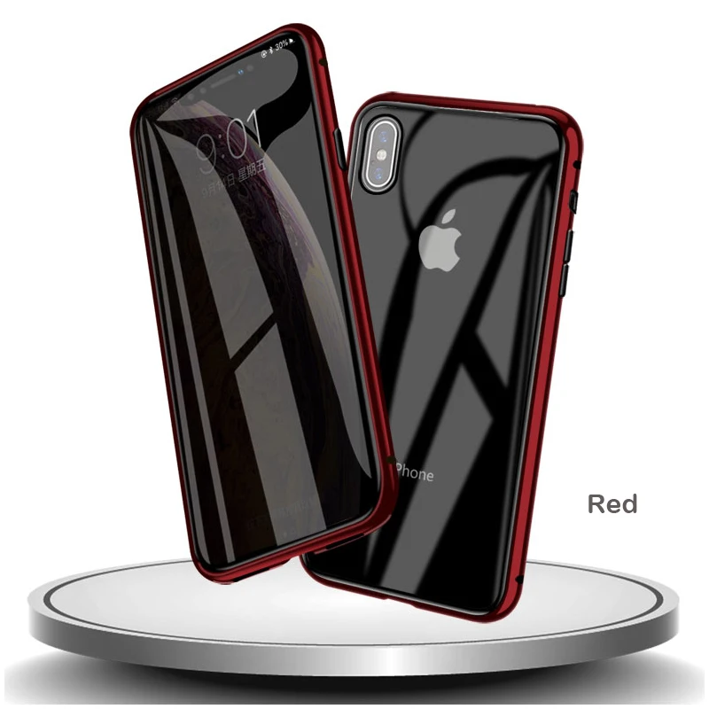 Анти-писк Магнитный чехол для телефона для iPhone XR XS Max X XS 7 8 6 6S Plus защита экрана из закаленного стекла