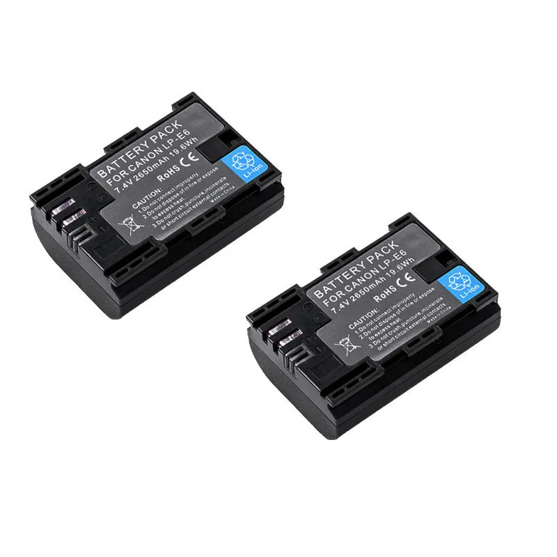 2battery 4 шт. 2650 мА/ч, LP-E6 LP E6 lpe6 Батарея+ светодиодный Dual USB Зарядное устройство для цифровой однообъективной зеркальной камеры Canon EOS 5D 5D2 5DS R Mark II 2 III 6D 60D 60Da 7D 7D2 70D 80D - Цвет: 2battery