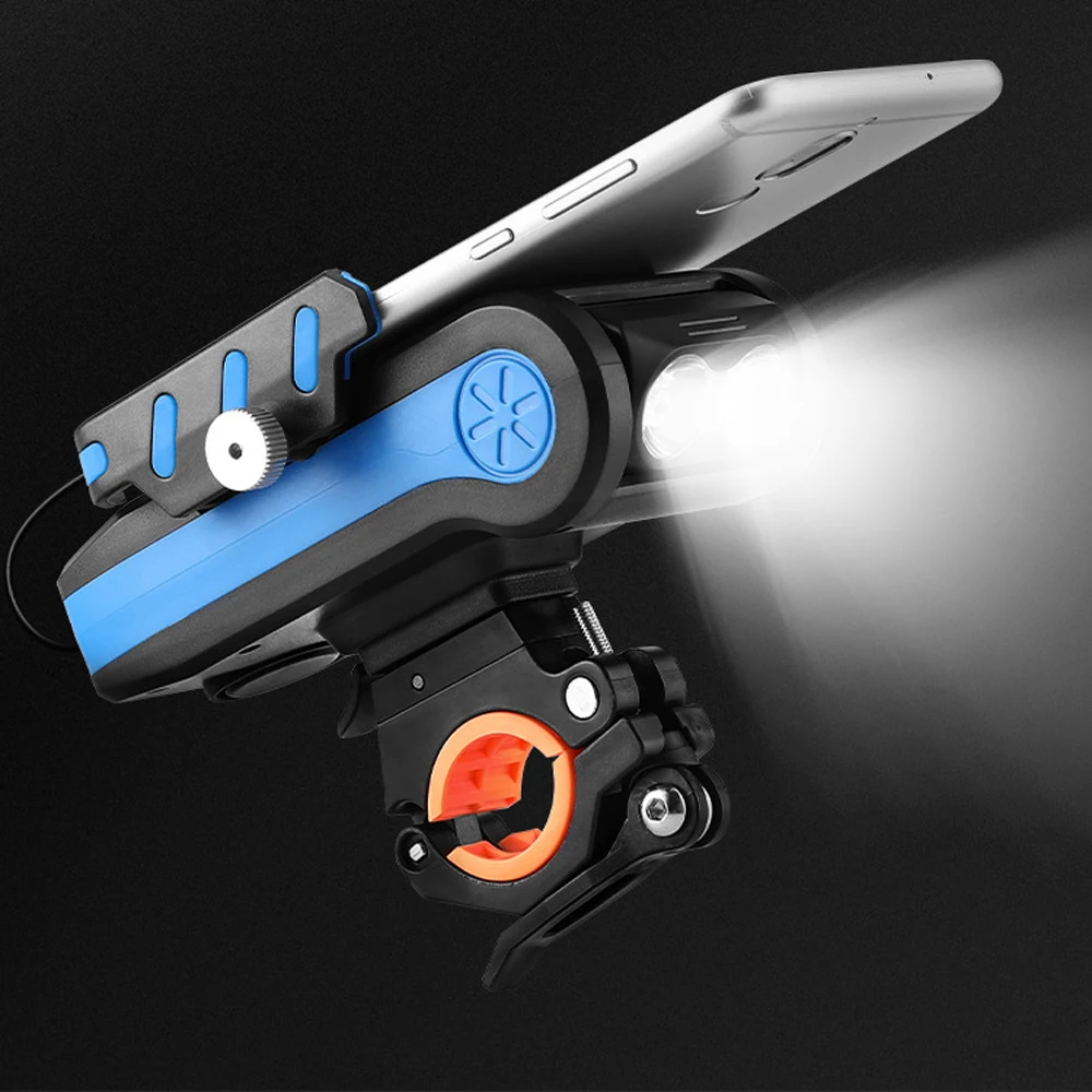 

4 в 1 велосипедный передсветильник фонарь, держатель телефона с функцией внешнего аккумулятора для горного велосипеда, дорожного велосипед...