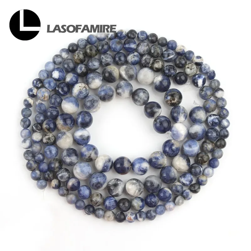 Круглые бусины с натуральным цветком синего содалита свободные каменные для