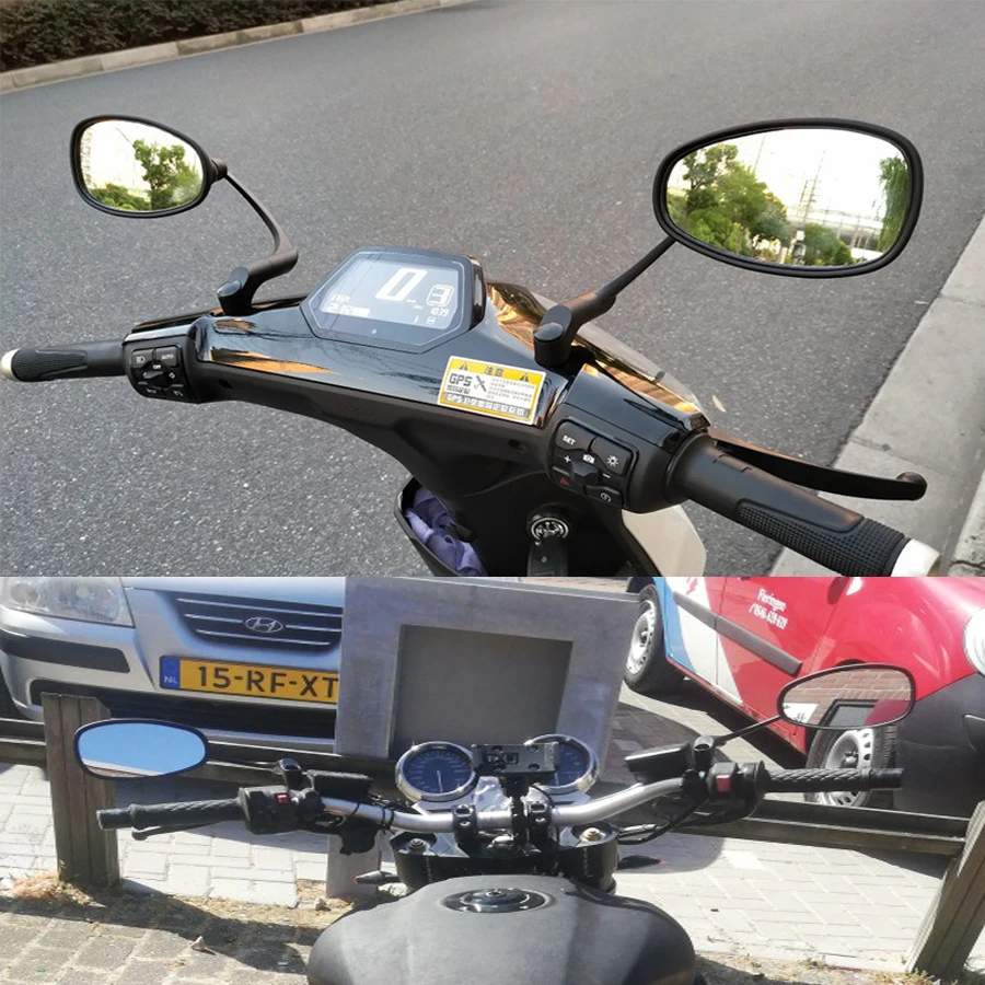 

2PCS L-Bar Retro Oval Universal Motorcycle Black Rearview Side Mirrors E13 Handlebar Accessories For Honda Yamaha Cafe Racer