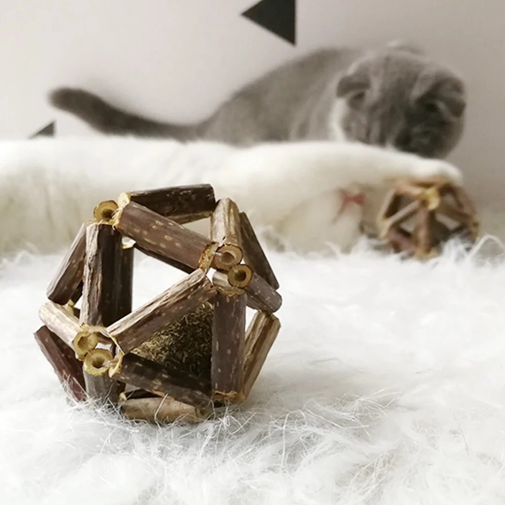 Игрушки для кошек натуральные шарики серебряной лозы чистки зубов палочки