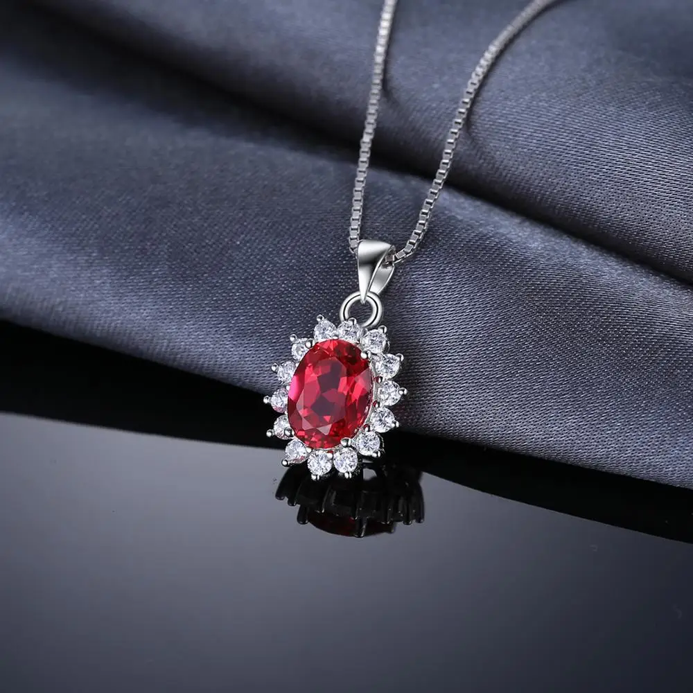 Ювелирный дворец 3ct созданное красное рубиновое ожерелье с подвеской 925 драгоценные камни из стерлингового серебра Колье эффек