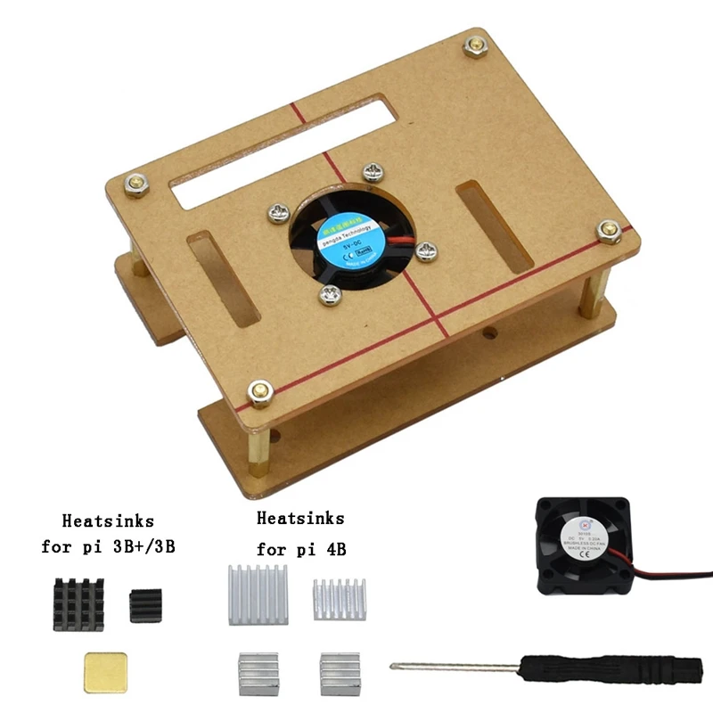 Raspberry Pi 4 Модель B акриловый чехол 4B Корпус Корпуса с теплоотводом охлаждающий