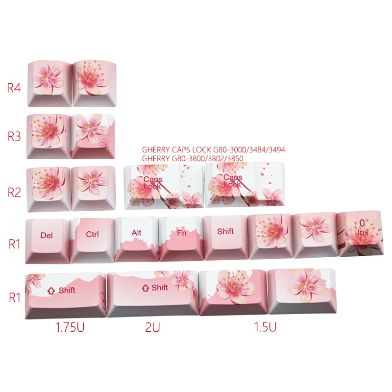 

PBT Keycap 128 Keys Cherry Blossom Keycaps Dye-Sublimation Mechanical Keyboard Keycap Set for MX Keyboard Switches
