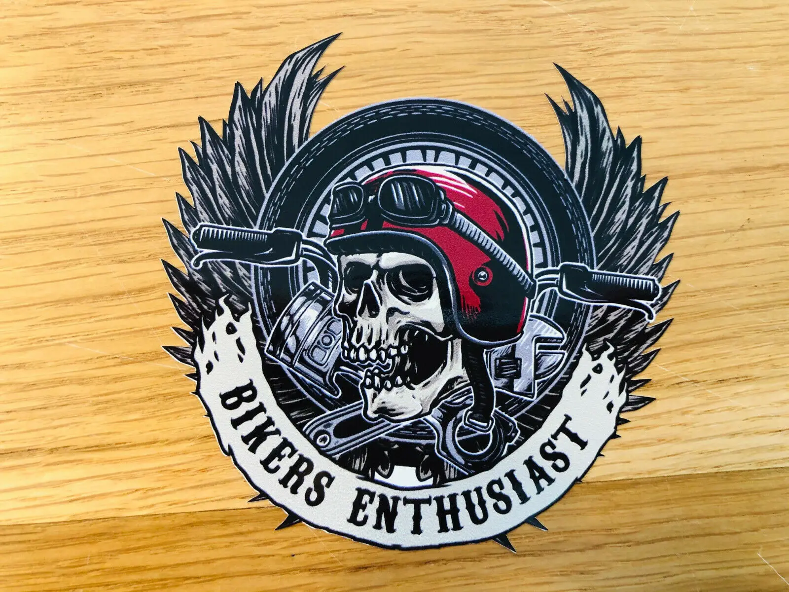 

BIKERS ENTHUSIAST Aufkleber Sticker Motorbike Chopper Skull Tattoo Decal Mi409