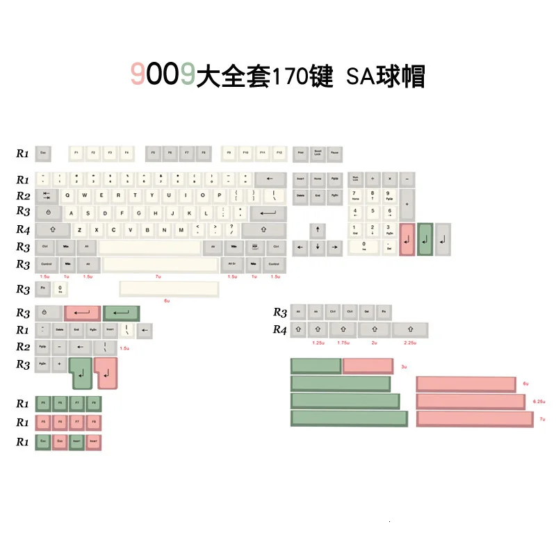 9009 170 keys 1 комплект PBT краситель Сублимация SA профиль Чехлы для клавиш chocolates мел в Майями ночь механическая клавиатура колпачка для MX переключатели - Цвет: 9009 170 keys