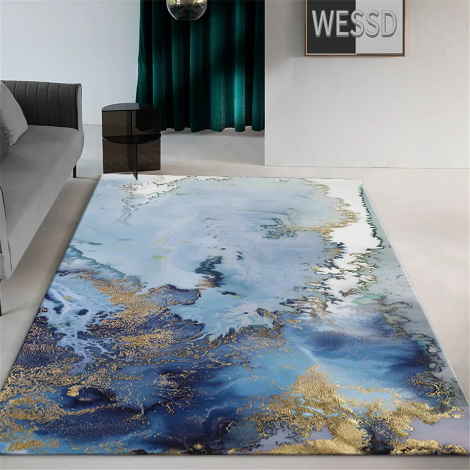 

Modern Abstract Landscape Blue Carpet Living Room Washable Modern Decoration Chinese Style Bedroom Bedside Mat Chair Mat Hallway