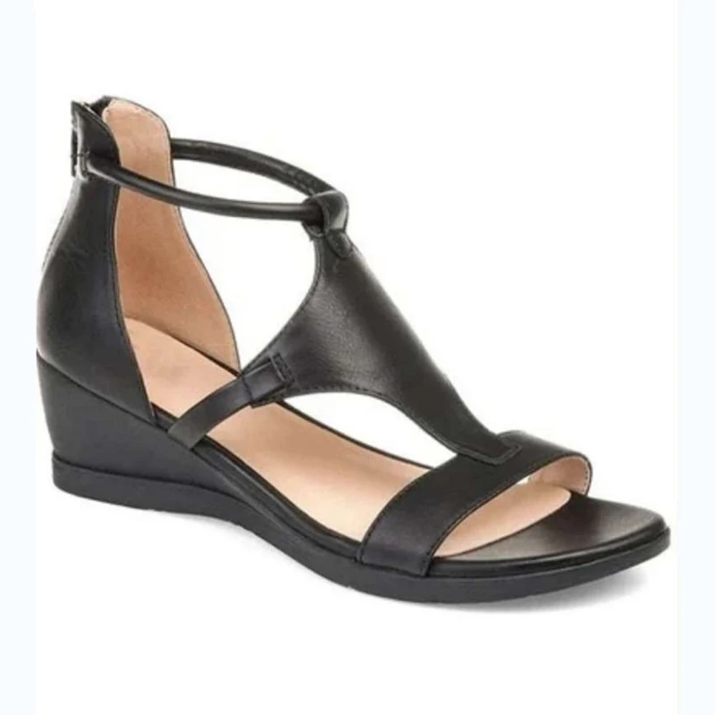 Женские сандалии на танкетке Сезон лето 2020 ботинки среднем каблуке Женская обувь