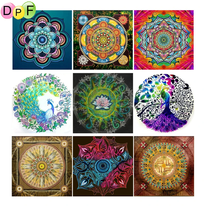 DPF 5D алмазная живопись сделай сам квадратная/круглая павлин тотем мандала