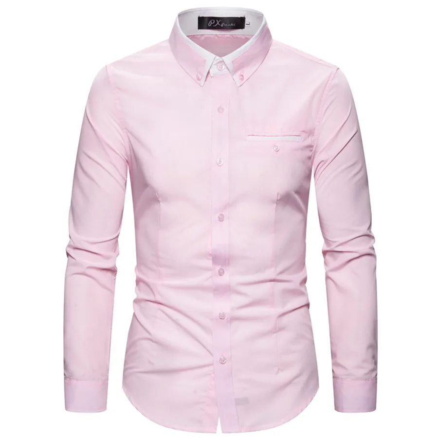 2021 New Fashion Cotton Long Sleeve Shirt Solid Slim Fit Male Social Casual Business White Black Dress Shirt 5XL