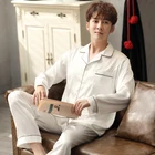 Летняя атласная пижама, Мужская одежда для сна с длинным рукавом, Женская домашняя одежда, шелковые пижамы, мужской комплект PJ, белая Пижама для мужчин