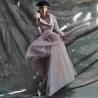 Женское вечернее платье, длинное розовое платье с аппликацией и длинным рукавом, для выпусквечерние вечера