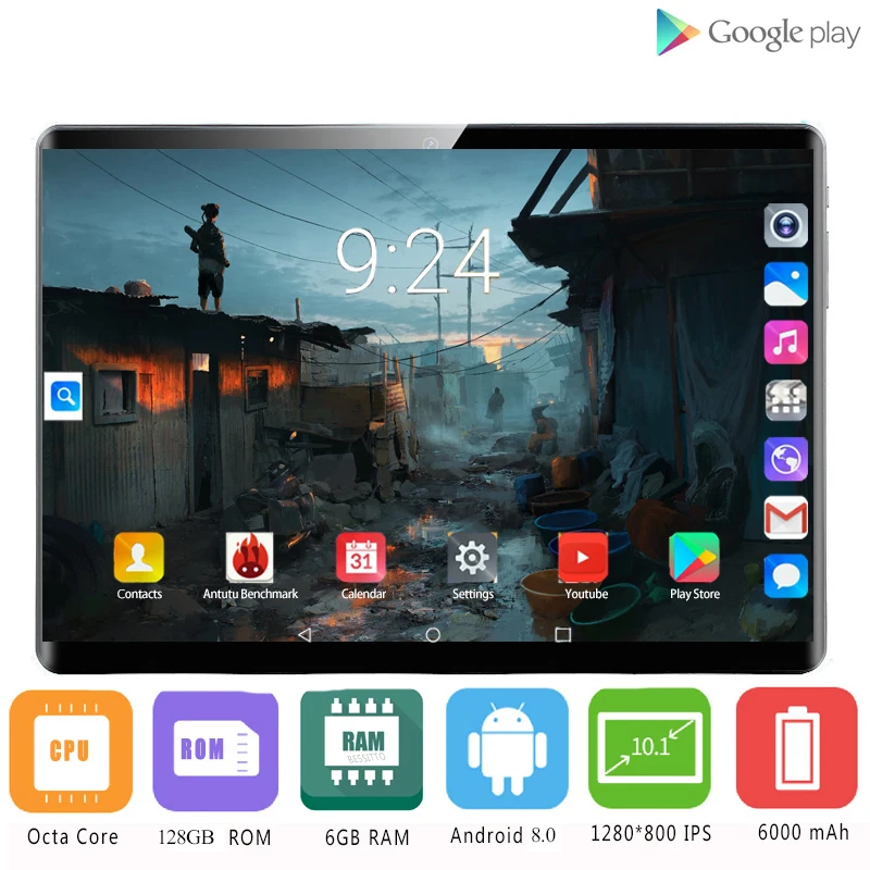 Глобальная версия 2.5D закаленное стекло 4G LTE 10-дюймовый планшетный ПК
