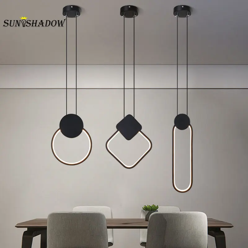 Современный светодиодный подвесной светильник украшение для дома люстра черная
